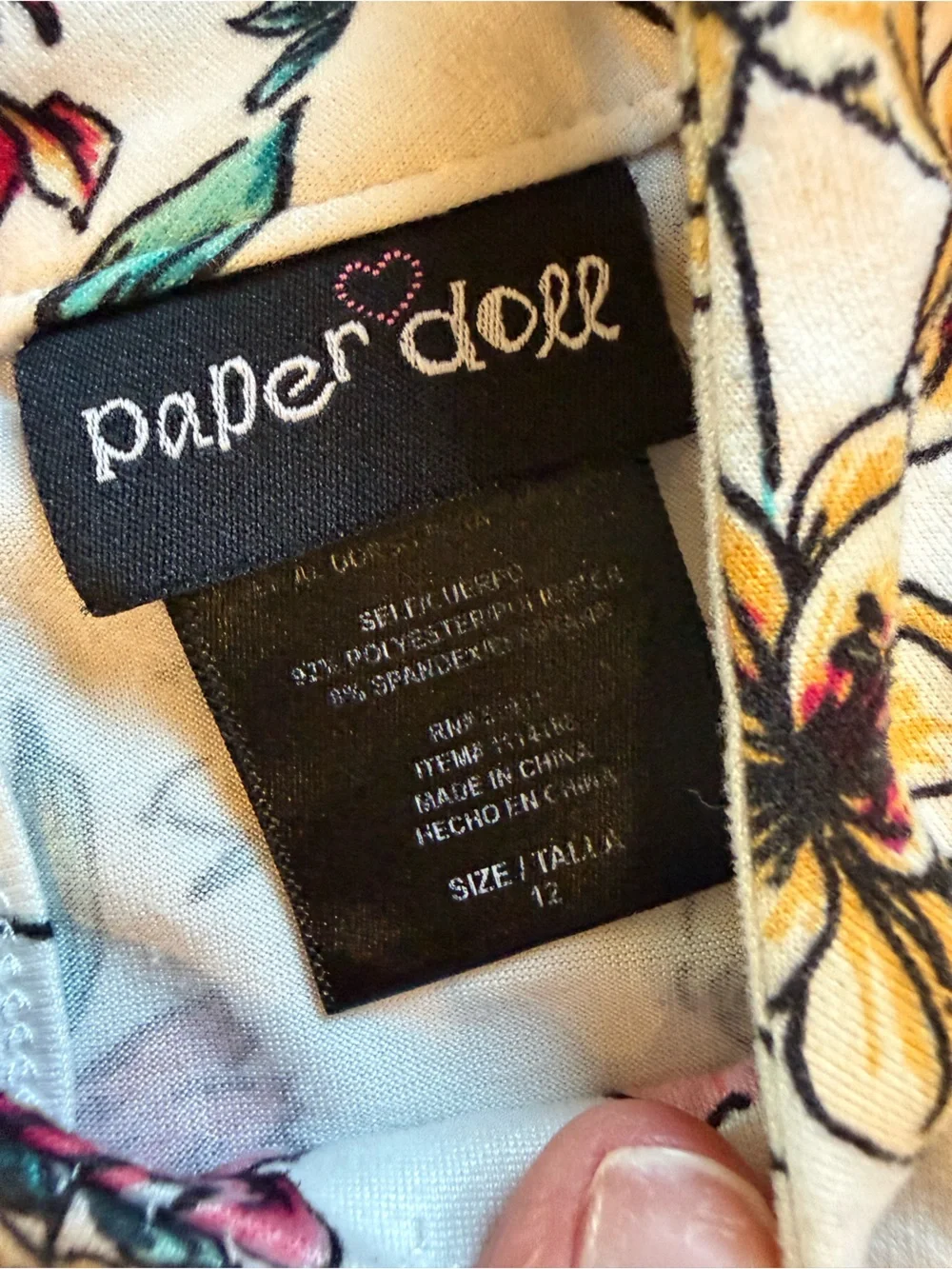 paper doll White Floral Hi-Low Dress with Pink and Yellow Blooms